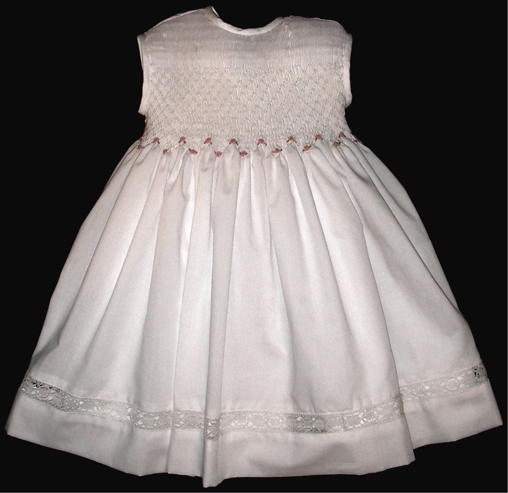 Hand Smocked White Dress - Janice_ FREE Shipping Sz 1 to 9