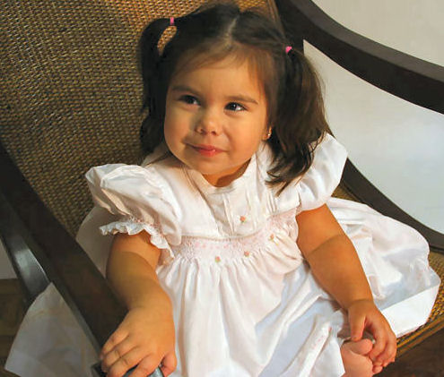 Hand Smocked with fine pintucks, lace, bows and roses, Dress - Shannon__ FREE Shipping Sz 3M to 6M