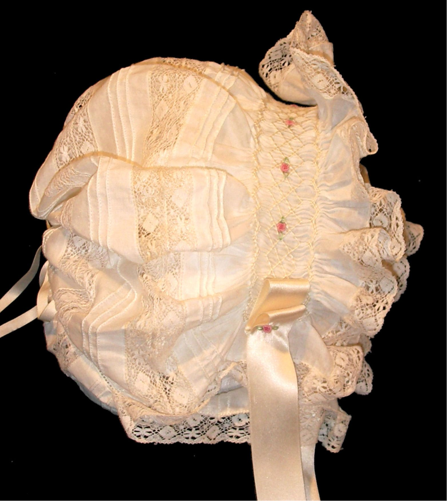 Hand Smocked Baby's Bonnet - Anna Marie FREE Shipping