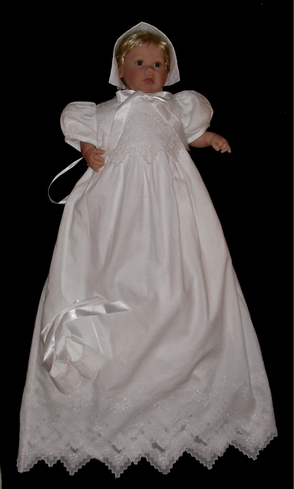 Hand Embroidered Christening Gown - Eloise _ FREE Shipping Sz 6M
