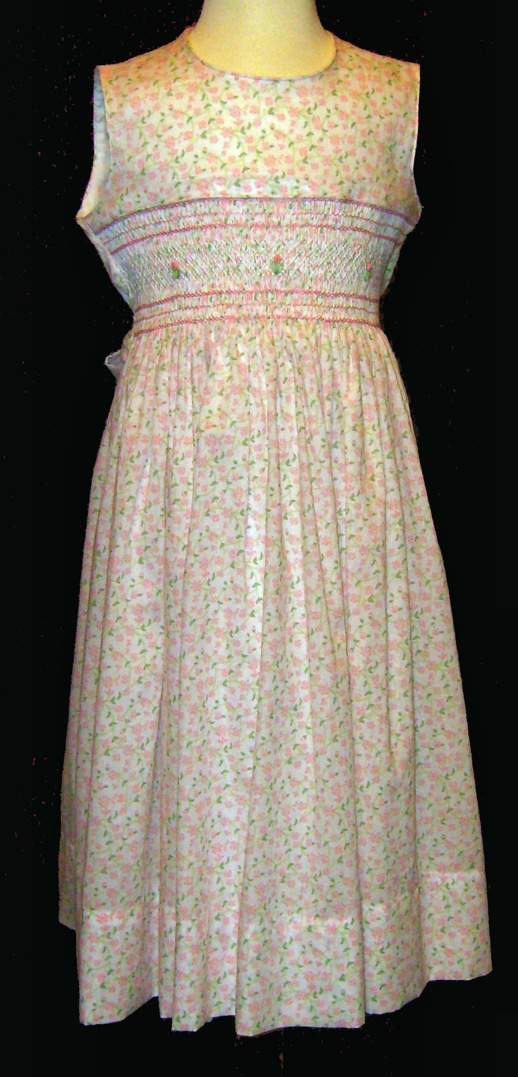 Hand Smocked Floral Pink Dress - Faith_ FREE Shipping Sz 1 to 9