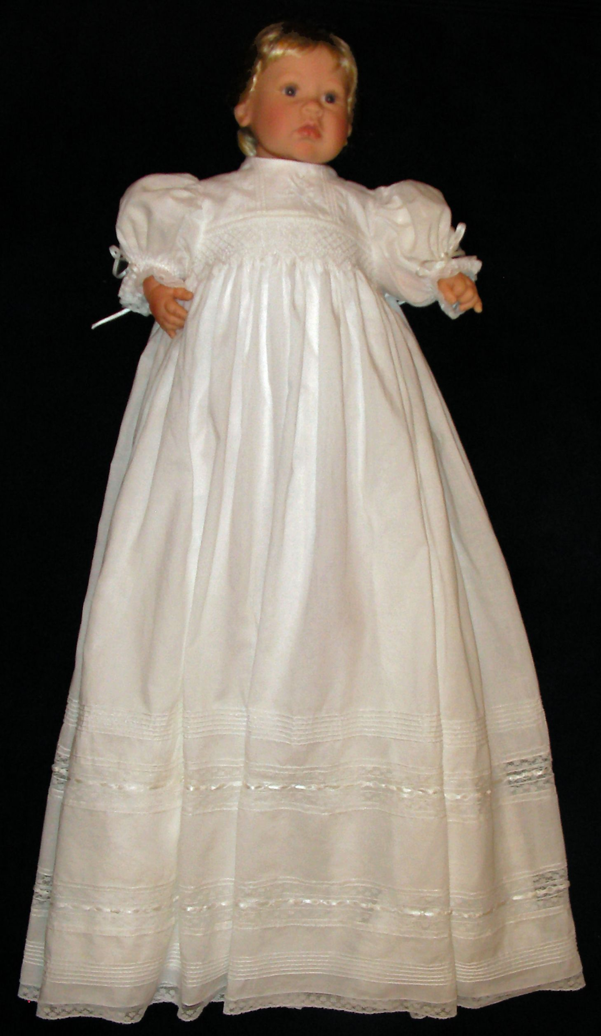 Hand-Embroidered Hand-Smocked Christening Gown - Sophia FREE Shipping