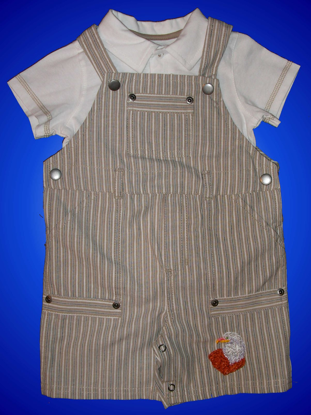 Machine Embroidered Eagle Boys Shortall - Romper - Playsuit - Overall - Dungaree FREE Shipping
