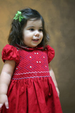Hand Smocked Red Christmas Dress_ FREE Shipping Sz 1 to 12