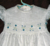 Hand Smocked Dress with Blue and Yellow Flowers and Green Blue Stitches - Isabel _ FREE Shipping Sz1 to 9