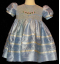 Hand Smocked Blue Silk Dress – Free Bow - Mildred _ FREE Shipping Sz 1 to 9 (SKU: S20081231)